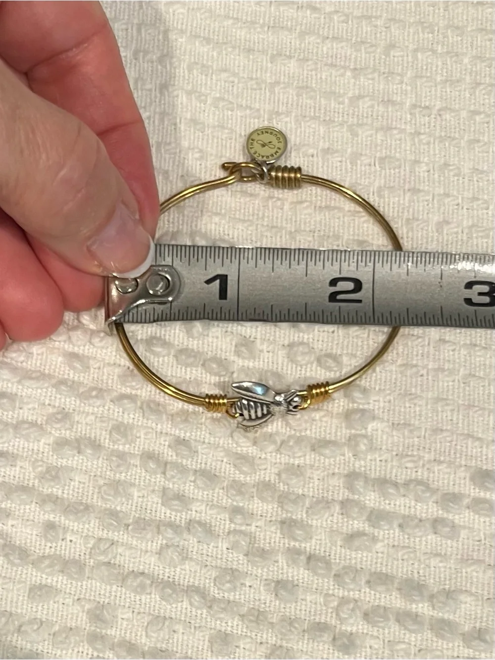 Luca + Danni Bee Kind Bangle Bracelet, Petite, LNWB, Brass and Silvertone